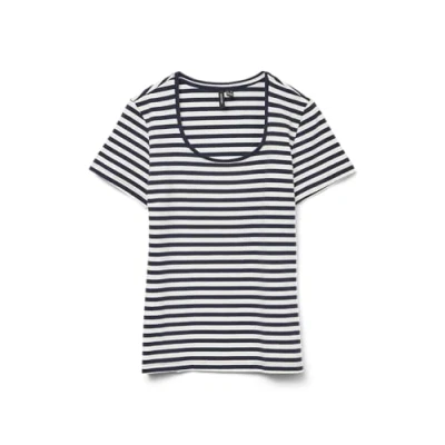Bild av Vero Moda Vmlotte Tshirt med print, Storlek: Large, Snow white/navy blazer