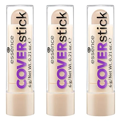 Bild av essence COVERstick, concealer, täckstift, nr 20 matt sand, nude, för blandhy, oren hud, färgkorrigerande, matt, vegansk, oljefri, utan parfym, 3 pack (3 x 6 g)