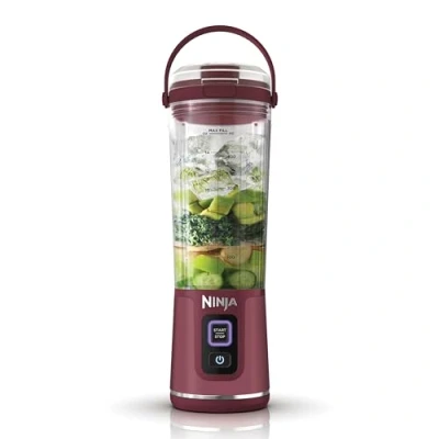 Bild av Ninja Blast bärbar mixer, 530 ml, läckagesäkert lock &amp; sippip, kraftfull sladdlös minimixer, uppladdningsbar, smoothies, proteinshakes, blandar is frusen frukt, Tranbär, BC151EUCR
