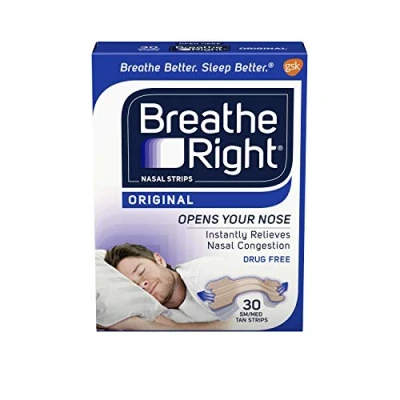 Bild av Breathe Right Snoring Congestion Relief Nasal Strips Small/Medium Original 30 4 Pack