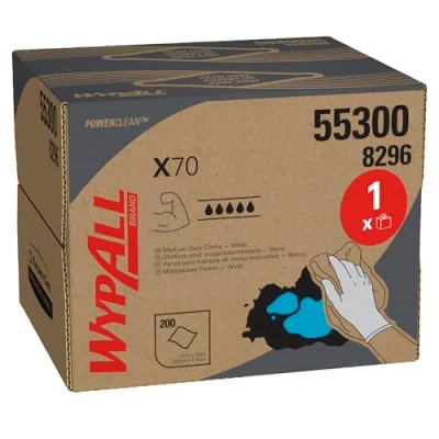 Bild av Wypall X70 rengöringsdukar 8296 1 BRAG Box med 200 vita, lagers dukar vit