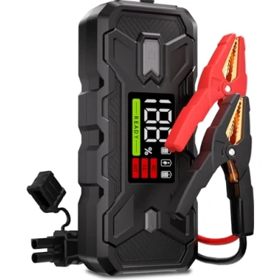 Bild av Booster bil starthjälp powerbank 3000A: Starthjälpsenhet 12 V för 8,0 l bensin och dieselmotor, jump start med intelligenta startkablar integrerat säkerhetssystem, PD65W snabbladdning &amp; LED