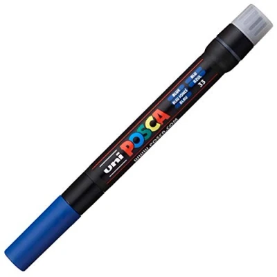 Bild av posca markörborste i blått, pennor för konstmaterial, skolmaterial, rockkonst, tygfärg, tygmarkörer, färgpenna, konstmarkörer, färgmarkörer