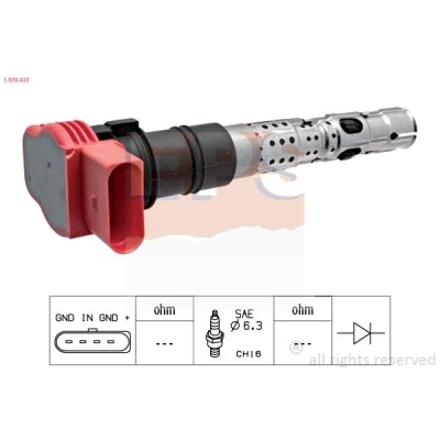 Bild av FACET 9.6333 Bobine d&#039;allumage Rouge COIL ON PLUG Cosse de bougie comprise AUDI: A4 B6 Avant, Berline, B6/B7 Cabriolet