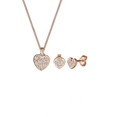 Bild av Elli SET HERZ Kristalle Amour Örhänge Rose goldcoloured, Storlek: 45, gold coloured