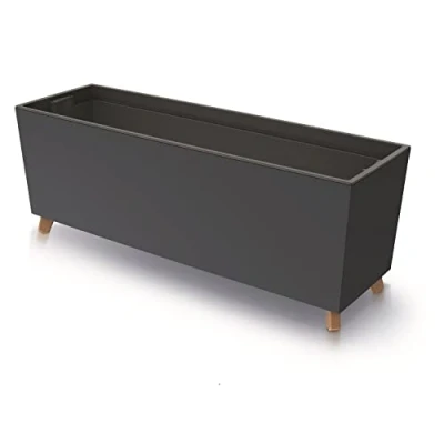 Bild av Prosperplast Urbi Case N blomlåda med ben och innerkruka för inomhus utomhusbruk rektangulär blomkruka UV resistent 77 x 23, 5 30 cm (antracit), 770x300x235mm