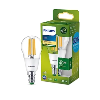 Bild av Philips LED Ultra Efficient, Extremt energisnål klassisk ljuskälla, 40W, P45, E14, 2700 kelvin, klart glas, 50.000 timmar livslängd