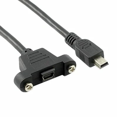 Bild av USB 2.0 mini B förlängningskabel hane, panelmontering typ hane till hona kabel med skruvar 50 cm