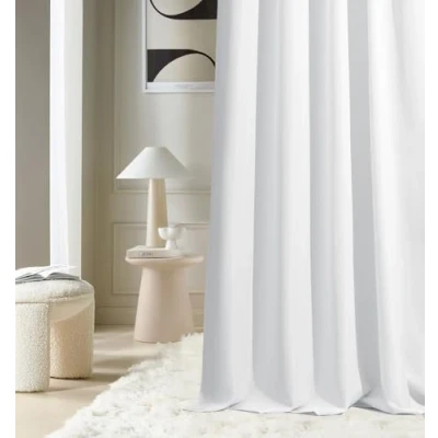 Bild av ROOM99 Gardin med veckband aura 140 x 260 cm bredd höjd, mörkläggning, glidande gardiner, dekoration, modern gardin, vardagsrum, sovrum, vit, 1 st