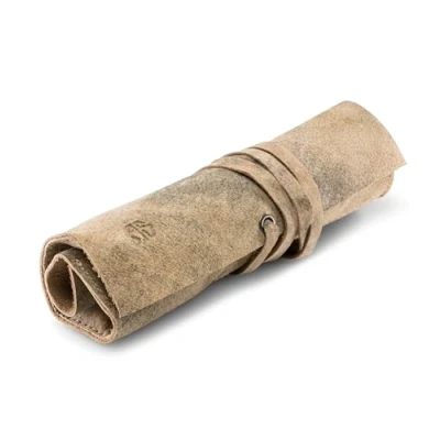 Bild av Angus Stoke läderrullväska för pennor, borstar och accessoarer läderfodral handgjord pennrulle Leonardo, Beige antik, Pennfodral