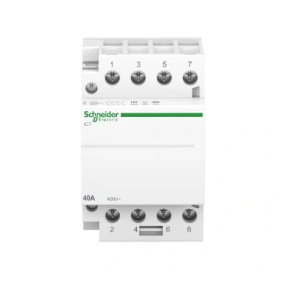 Bild av Schneider A9C20844 Contactor iCT 40A 4NO 220 240 VAC, vit, 40 ampere, set med 4 stycken