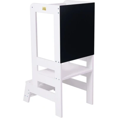 Bild av MeowBaby® Aide cuisine en bois pour enfants, escabeau avec planche, naturel