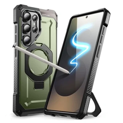 Bild av SUPCASE Magnetiskt Skyddsfodral för Samsung Galaxy S25 Ultra med Stativ, [S Pen Support] [MagSafe Kompatibelt] [Militärklassskydd] Fallsäkert Robust (Grön)
