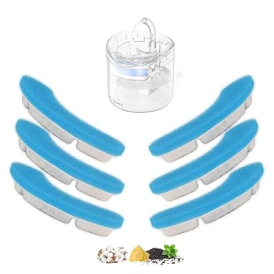 Bild av Kattvattenfontänfilter ersättning uppgradering kattfontänfilter bågformat säkert tvättbart djur vatten fontänfilter med 4 filtreringssystem för HAPUP kattpip kattfontän 6,5 oz