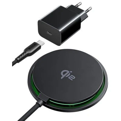 Bild av INIU iPhone Charging Pad, 15W Qi2 Fast Magnetic Wireless Charger with Fan Cooling, Support for 16 Pro Max 15 Plus 14 13 12, AirPods 4 3 2, Long USB C Cable and Adapter Included
