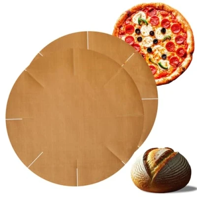 Bild av Återanvändbar bakningsfolie, set om 2, bakplåtspapper, fjäderform, premium återanvändbara bakfolie, rund, återanvändbar, värmebeständig, non stick belagd, diskmaskinssäker (set med 2 fjäderformar)