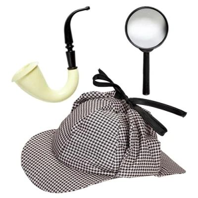 Bild av &quot;DETECTIVE&quot; (hatt, pipe, magnifyinglens)