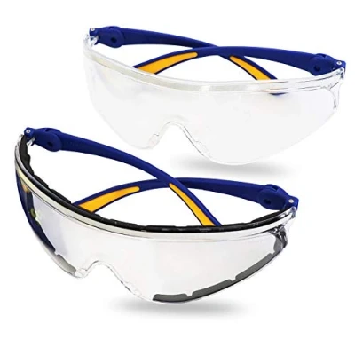 Bild av S&amp;R Skyddsglasögonset, 2 bekväma skyddsglasögon, COMFORT Line, reptålig polykarbonat, slagtålig, EN 166, justerbara skalmar, transparent, UV 400 skydd, skyddsfodral, trasa