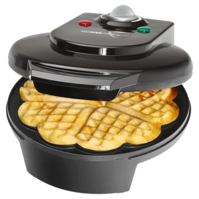 Bild av Clatronic® våffeljärn med stora bakytor ⌀ 18 cm non stick beläggning snabb beredning hjärtform Waffle Maker steglös justerbar garvningsgrad WA 3491 svart