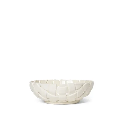 Bild av Ferm Living Plait Bowl Ø30 Skål för servering Off white Ø: 30 x H: 10 cm