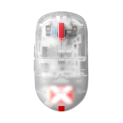 Bild av Pulsar Gaming Gears Superclear Limited Edition: X2H trådlös minispelmus, symmetrisk, ultralätt 1,83 oz (52 g), optisk sensor PAW3395 26k DPI, omkopplare (Super Clear)