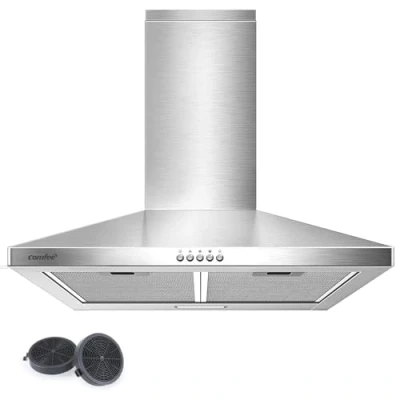 Bild av Comfee CHT3.6B Fläktkåpa 60 cm fläktkåpor rostfritt stål flöde 320 m3/h, 5 lager fettfilter, 3 hastigheter, justerbar öppen spis, 1 LED ljus