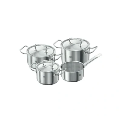 Bild av ZWILLING Kastrullset i 4 delar, 3 lock, lämplig för induktionsspis, Stål, Twin Classic