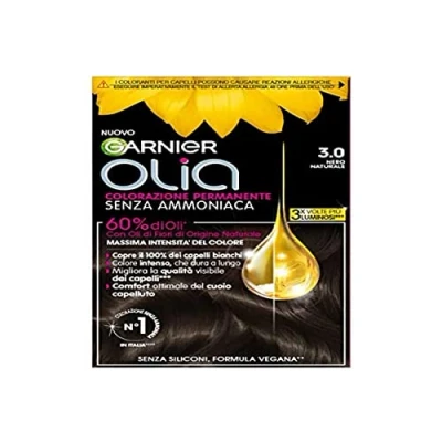 Bild av Garnier Olia Midnight Hårfärg, Permanent Ammoniakfri Färg, Delikat Doft, Täcker 100% Vitt Hår, Med Blomoljor av Naturligt ursprung, Vegan Formel, Naturlig Svart