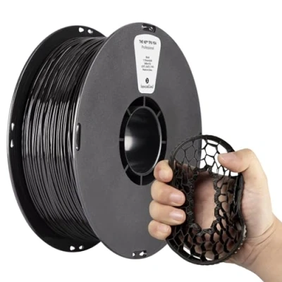 Bild av kexcelled TPU filament 1,75 mm, 1 kg spole (2,2 pund), flexibel mjuk 3D skrivarfilament, 95A, hög seghet, utmärkt elasticitet, mått +/ 0,05 svart