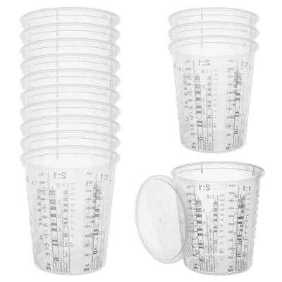 Bild av 20st Glas Färgblandare 680ml, Mätglas, Mixer Med lock Färgblandningskoppar Graderad Kopp För Mätning Blandningskoppar Matlagning Harts Epoxi Pigment Medicinering