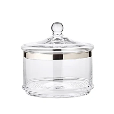 Bild av Edzard Bol/Vigo Storage Jar, med lock, Rund form, diameter 19 cm, Höjd lock Platinum Edge blåst glas, Cookie burk, godis skål