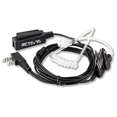 Bild av Retevis Walkie Talkie öronsnäcka, radioheadset, kompatibel med RT24 RT27 RT622 RT28, BF 888S UV 5R, Kenwood, HYT 2 vägsradio, dold akustisk rör, stor storlek PTT tvåvägsradio öronsnäcka (1 st)