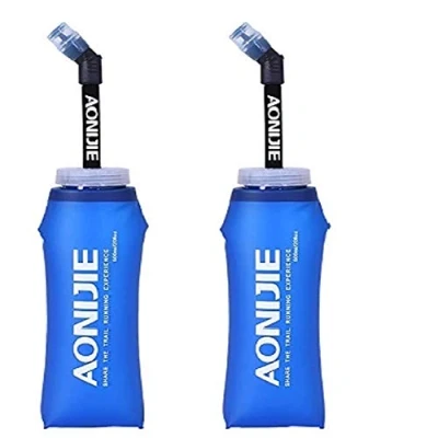Bild av Pack 2 TPU vattenflaska för mjuk hydrering, BPA fri, hopfällbar flaska, användning i vätskeväst maraton, löpning, vandring, cykling (600 ml x 20 g)
