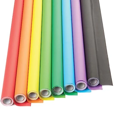 Bild av Baker Ross FE437 Super Poster Display Rolls Value Pack Förpackning med 8 rullar, skolmaterial, displaypapper för klassrummet, stödpapper