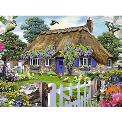 Bild av Wowdecor Måla efter siffror kit för vuxna barn, nummermålning trädgård tupp fjärilar fåglar örn solros halmtak hus landskap 40 x 50 cm (utan ram)
