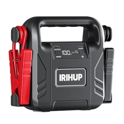 Bild av IRIHUP starthjälp powerbank, 4000 A 12 V (upp till alla bensiner eller 10 l diesel) bilstarthjälp 99,16 wh bärbar USB laddare bilbatteri booster startkabel och överbryggningskabel (HW 200)