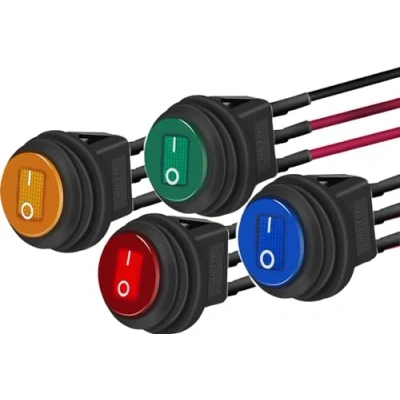 Bild av RUNCCI YUN 4 st 12 VDC/20 A LED rund vippströmbrytare, bilomkopplare V LED, SPST omkopplare V, vattentät för bil, båt, hemanvändning