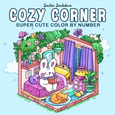 Bild av Cozy Corner Color by Number: Super Cute Coloring Book for Adults and Teens with Charming Characters, Little Hygge Spaces Nooks Relaxation