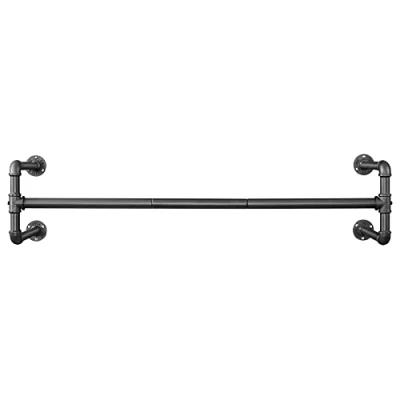 Bild av SONGMICS klädskenor om 2, i industriell design, väggmontering, utrymmesbesparande, 112 x 30 29,3 cm, lastbar upp till 60 kg, enkel montering, för små rum, svart HSR64BK 02