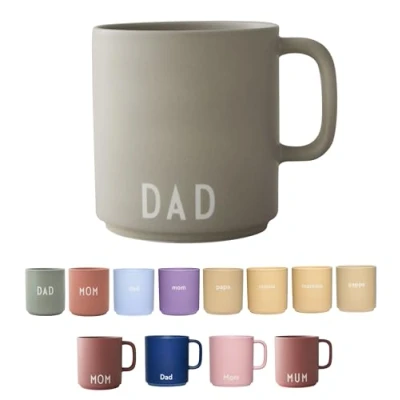Bild av Design Letters Favoritmugg DAD Fars dag gåva till pappa kopp kaffekopp i porslin med handtag dekorativ mugg som present 250 ml kaffemugg, grå