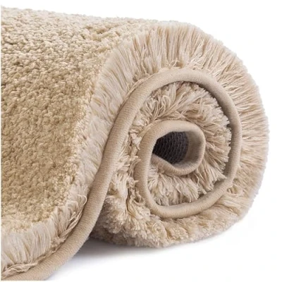 Bild av Halkfri badmatta förtjockad för badrum absorberande ultramjuk badrumsmatta matta fluffig mikrofiber sängmatta golvmatta, snabbtorkande, maskintvättbar 60 x 90cm (Biscotti Beige)