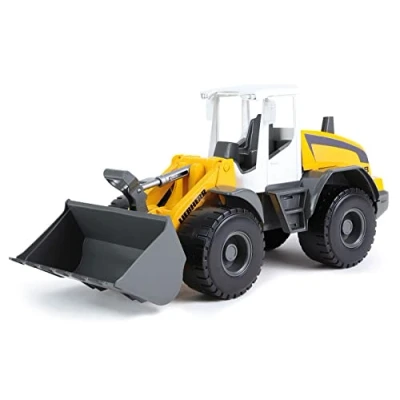 Bild av Lena 4612 Bulldozer Liebherr Worxx hjullastare modell L538 Litronic, ca 48 cm, byggarbetsplatser, leksaksfordon för barn från 3 år, robust spadelladdare med handtag och funktionell lastspade, gul