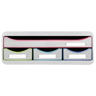 Bild av Exacompta Ref. 319913D TOOLBOX MINI 4 lådor yttre mått: djup 27 x bredd 35,5 höjd 13,5 cm vit/harlequin/vit