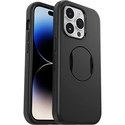 Bild av OtterBox OtterGrip Symmetry iPhone 14 Pro skal för MagSafe, Skyddande med inbyggt grepp, 3x testat till militärstandard, antimikrobiellt skydd, Svart