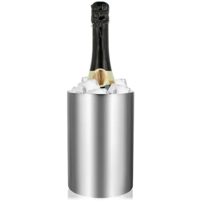 Bild av COM FOUR® flaskkylare champagnekylare iskubskylare av rostfritt stål, vinkylare iskubshink dubbelväggig i matt 10 cm innerdiameter (01 st vinkylare)