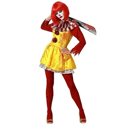 Bild av Atosa gul halloween clown kostym dam vuxen M