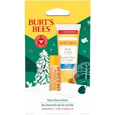 Bild av Burts Bees presentset för läppar och kropp, bivax läppbalsam minimjölk &amp; honung kroppslotion, Hive Favorite Limited Edition