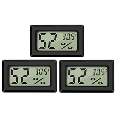 Bild av Thlevel LCD digital temperatur luftfuktighet meter termometer, mini termometer hygrometer och luftfuktighetsmätare för växthus/bilar/hem/kontor, svart, 3 Pack Square