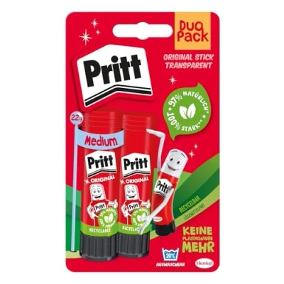 Bild av pritt limstift, säkert och barnvänligt lim för konst hantverk, starkt skola kontorsmaterial, 2 x 22 g penna