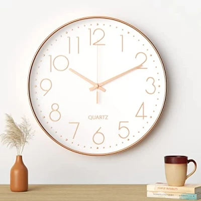 Bild av Mesybveo väggklocka, 30 cm (12 tum) modern tyst kvartsrörelse (guld)
